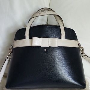 kate spade black and cream leather purse with bow